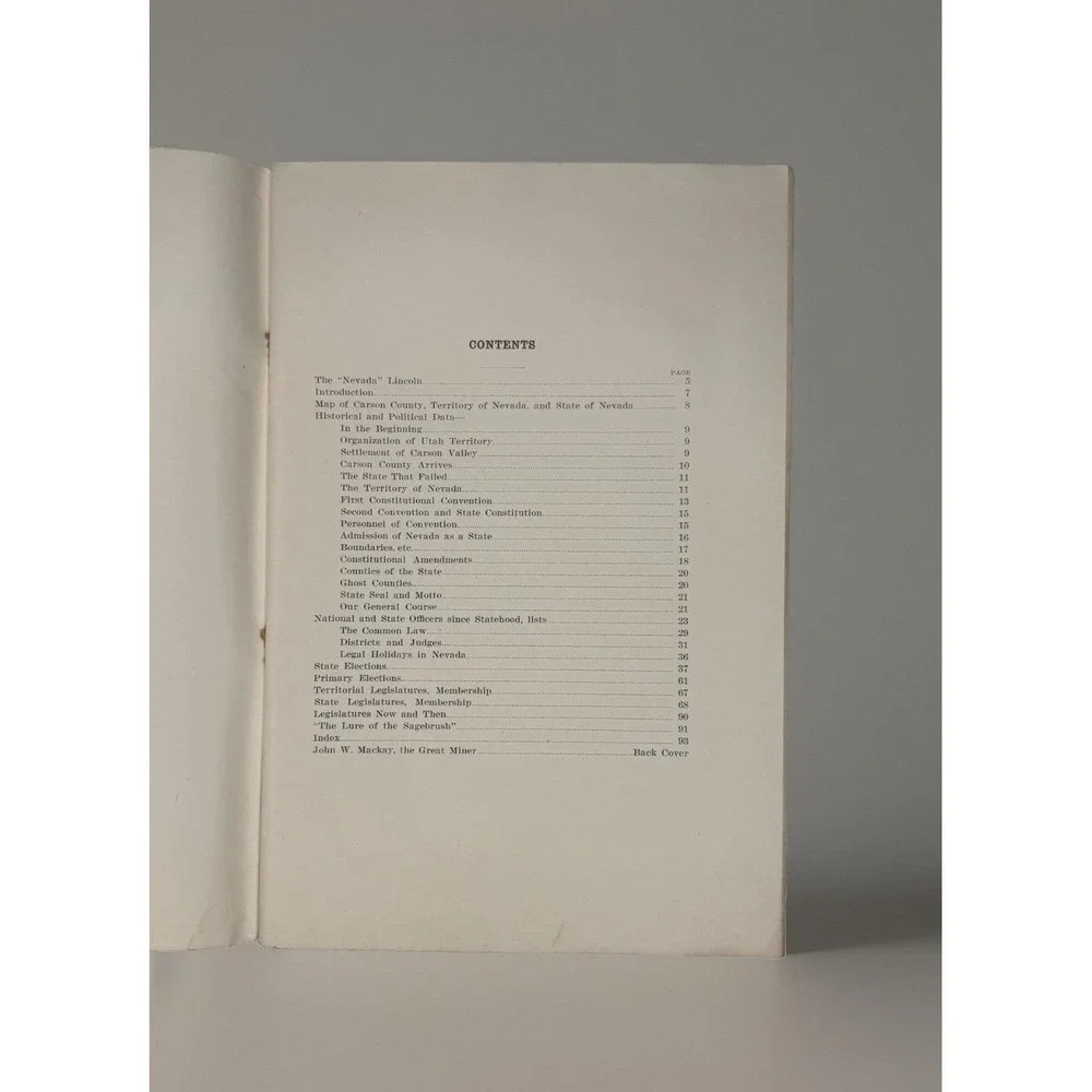 Vintage 1948 Political History of Nevada John Koontz Secretary of State Book